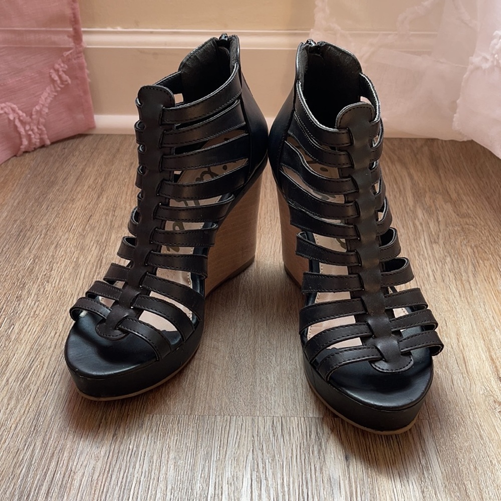 Black Wedge Sandals